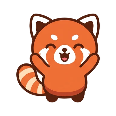 The red panda, cheering