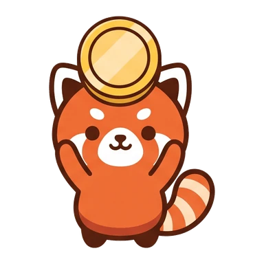 The red panda, with a coin