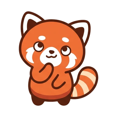 The red panda thinking, one paw on its chin