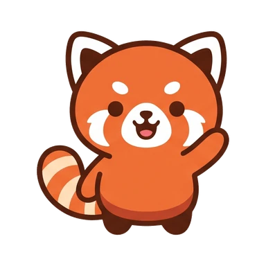 Nuestra mascota, un panda rojo, saludando